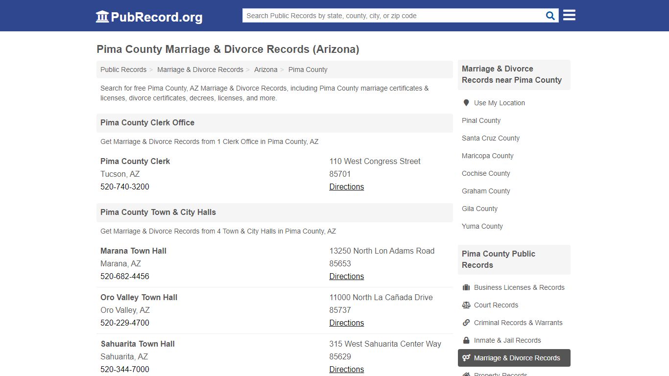 Free Pima County Marriage & Divorce Records (Arizona ...